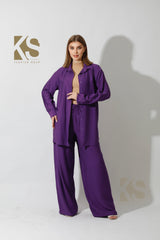 Long Shirt & Wide Leg Trousers Set