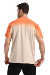 Gradient Colors Short Sleeves T-Shirt - Halloween Orange & Neutrals