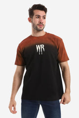 Gradient Colors Short Sleeves T-Shirt - Halloween Orange & Neutrals