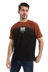 Gradient Colors Short Sleeves T-Shirt - Halloween Orange & Neutrals