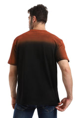 Gradient Colors Short Sleeves T-Shirt - Halloween Orange & Neutrals