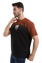 Gradient Colors Short Sleeves T-Shirt - Halloween Orange & Neutrals