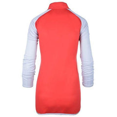 Bi-Toned Women Sportive Quarter Zipper Shirt-Red*Gray