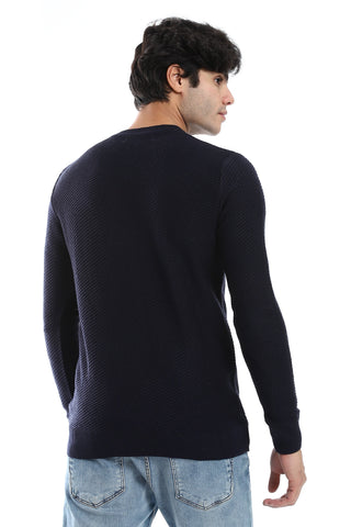 bbed Round Neck Acrylic Pullover -* Grey