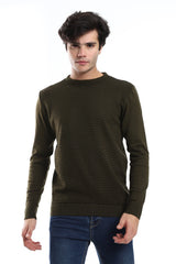 Knitted Pullover With Ribbed Hem - *-Olive