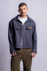 Cropped Denim Jacket - Washed Gray