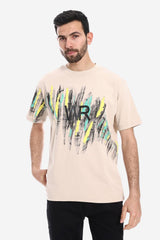 Printed Regular Fit Slip On T-Shirt - Black, Yellow & Green