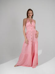 Camille halter neck maxi dress - Pink