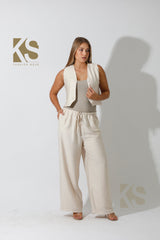 Vest & Lose Tied Pants Set