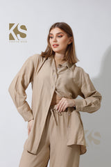 Long Shirt & Wide Leg Trousers Set