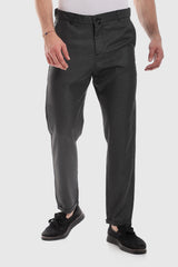 Slub Pattern Classic Chino Pants – Black