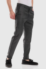 Slub Pattern Classic Chino Pants – Black