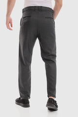 Slub Pattern Classic Chino Pants – Black