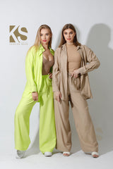 Long Shirt & Wide Leg Trousers Set