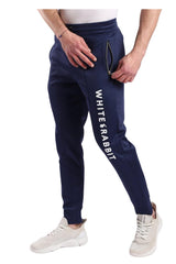 Thigh To Knee Printed Whte Rabbit Sweatpants – Black