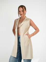 Striped metallic linen - Long Vest