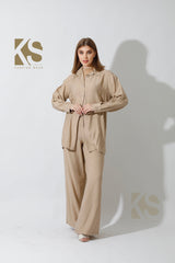 Long Shirt & Wide Leg Trousers Set