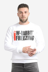 Printed "W-Rabbit Freezing" Inner Fleece Sweatshirt - Heather Beige