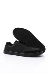 Black Elegant Leather With Touch Of Suede Sneakers