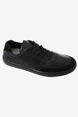 Black Elegant Leather With Touch Of Suede Sneakers