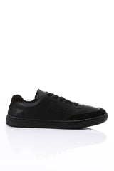 Black Elegant Leather With Touch Of Suede Sneakers