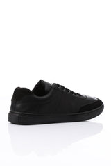 Black Elegant Leather With Touch Of Suede Sneakers