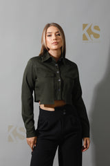 Pockets Cropped Shirt