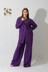 Long Shirt & Wide Leg Trousers Set