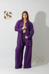 Long Shirt & Wide Leg Trousers Set