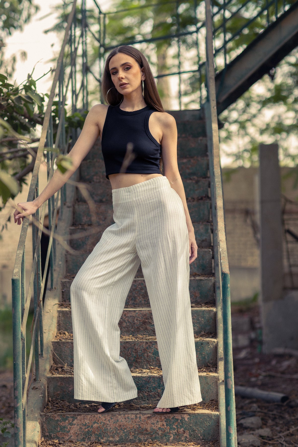 Linen Lines Wide Leg Pants