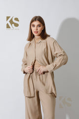 Long Shirt & Wide Leg Trousers Set