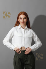 Pockets Cropped Shirt