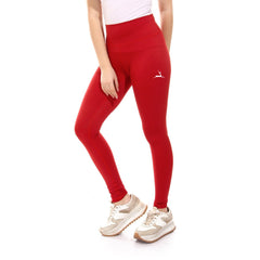 Plain Sportive stretch leggings-Red