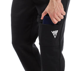 "VIGA" double face sweatpants- Heather Blue*Black