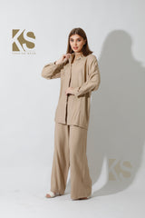 Long Shirt & Wide Leg Trousers Set