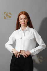 Pockets Cropped Shirt