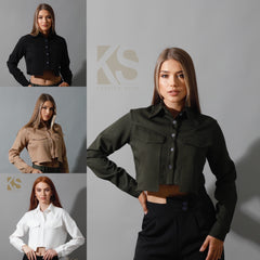 Pockets Cropped Shirt