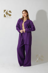 Long Shirt & Wide Leg Trousers Set