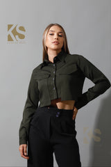 Pockets Cropped Shirt