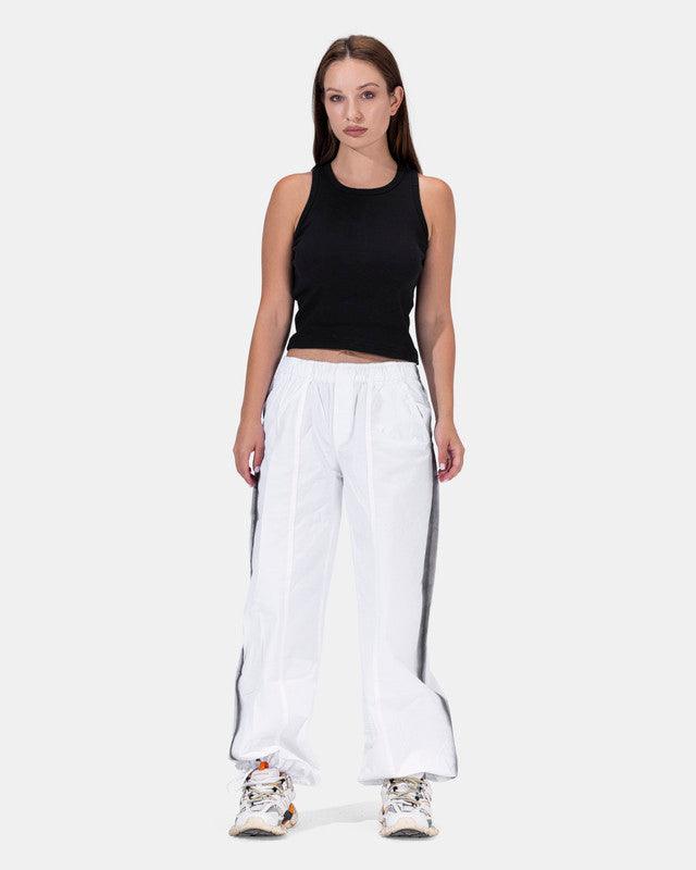 Parachute Pants White With Black Lines