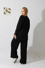 Long Shirt & Wide Leg Trousers Set