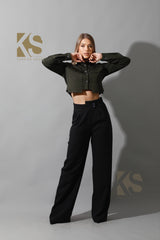 High Waist Wide Leg Trousers