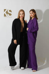 Long Shirt & Wide Leg Trousers Set