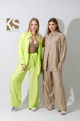 Long Shirt & Wide Leg Trousers Set