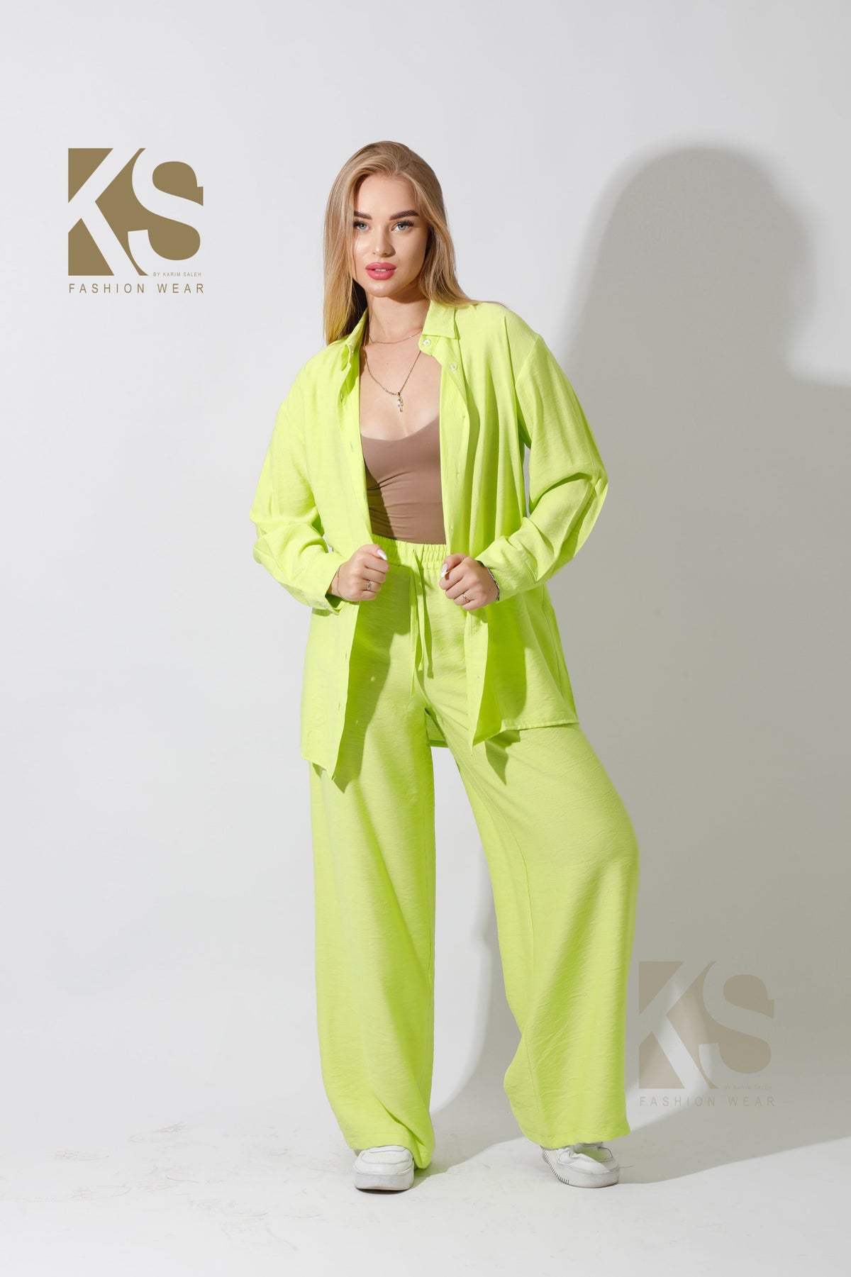 Long Shirt & Wide Leg Trousers Set