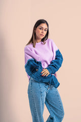 Denim Sleve Scuba Jumper - Lavender