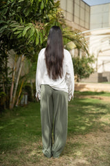 Oversized Long Sleeve Linen Shirt - White