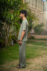 Oversized Pleated T-Shirt - Green