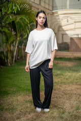 Oversized Pleated T-Shirt - White