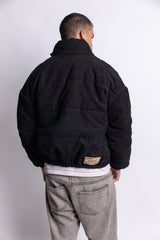 Cropped Corduroy Puffer Jacket - Black